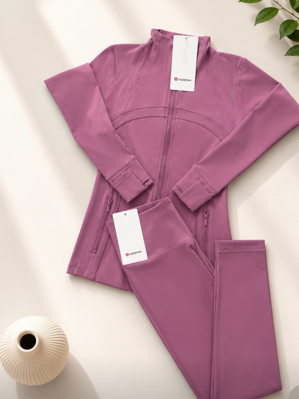 lululemon athletica Women's Mauve Pink Full-Zip Jacket & Leggings Set